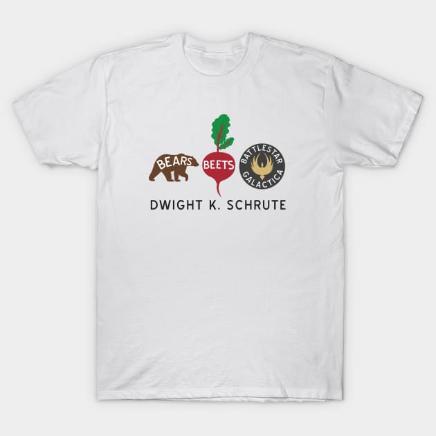 Bears. Beets. Battlestar Galactica T-Shirt by JoshABaumArt